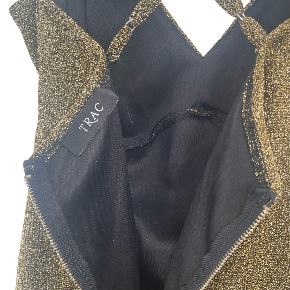 Trac Black and Gold Glitter Mini Dress large - Picture 5 of 8